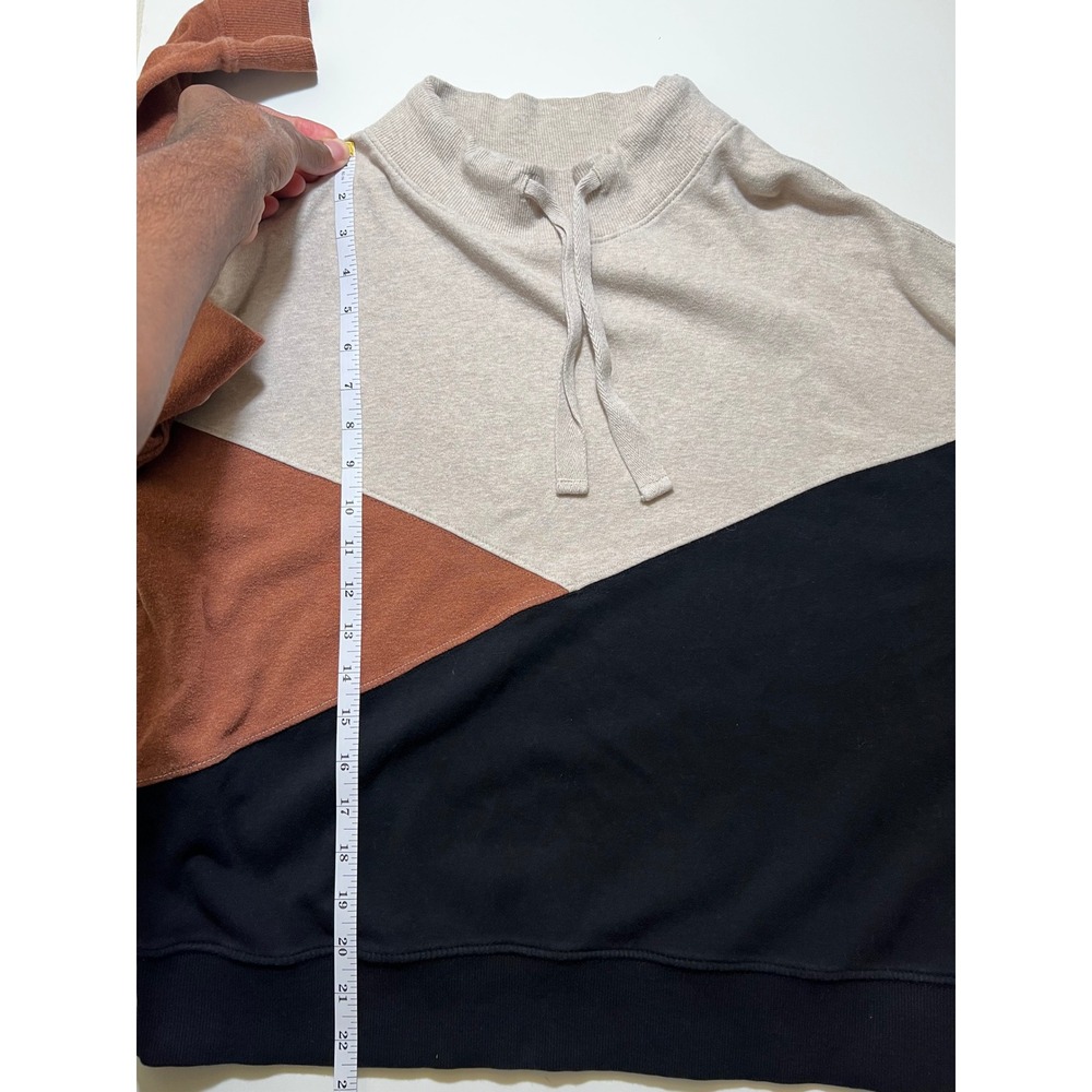 Pact Womens Organic Cotton Colorback Sweatshirt L Pullover Funnel Neck Chevron - Picture 3 of 5